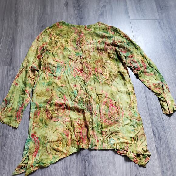 Soft Surroundings Tunic Top Womens Large Boho Asymmetrical Art Fairycore Whimsy - Picture 2 of 7